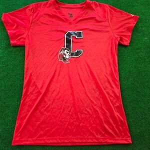 Red Badger Sport Ladies C‎ Indian Chief Graphic V Neck T Shirt Athletic Top M